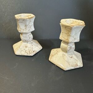PartyLite Marble-Patterned Candle Holders